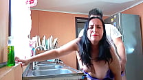 Fucking my stepmom in the kitchen topless and moaning loudly