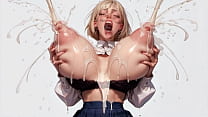 horny blonde AI 18  student roughly milks her plump massive tits