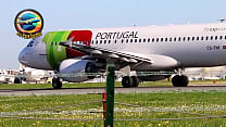 TAP AIR PORTUGAL landing &amp; takeoff in Lisbon airport