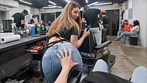 Groping the Slutty Young Cleaner&rsquo;s Ass in the Barbershop - PervTeen