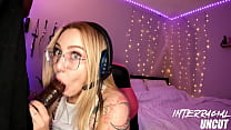 Thick Pawg can&#039;t ignore black dick in her face while streaming