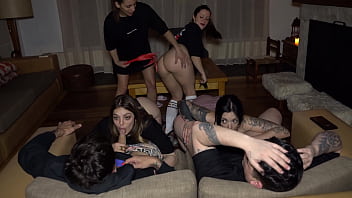 The great Argentinian porn ORGY: 4 whores thirsty for cock and 2 lucky guys! - Knock Knock Club 16 min